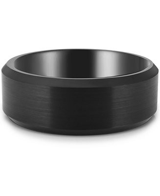 Men's Satin Bevel Band in Black Ion-Plated Tantalum - Macy's | Macy's