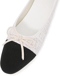VivaLaver Women's Cap Toe Ballet Flats Two Tone Bow Flats Round Toe Shoes for Women Slip on Casua... | Amazon (CA)