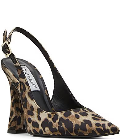 Steve Madden Blare Leopard Print Satin Sculptural Heel Slingback Pumps - 9.5 | Dillard's