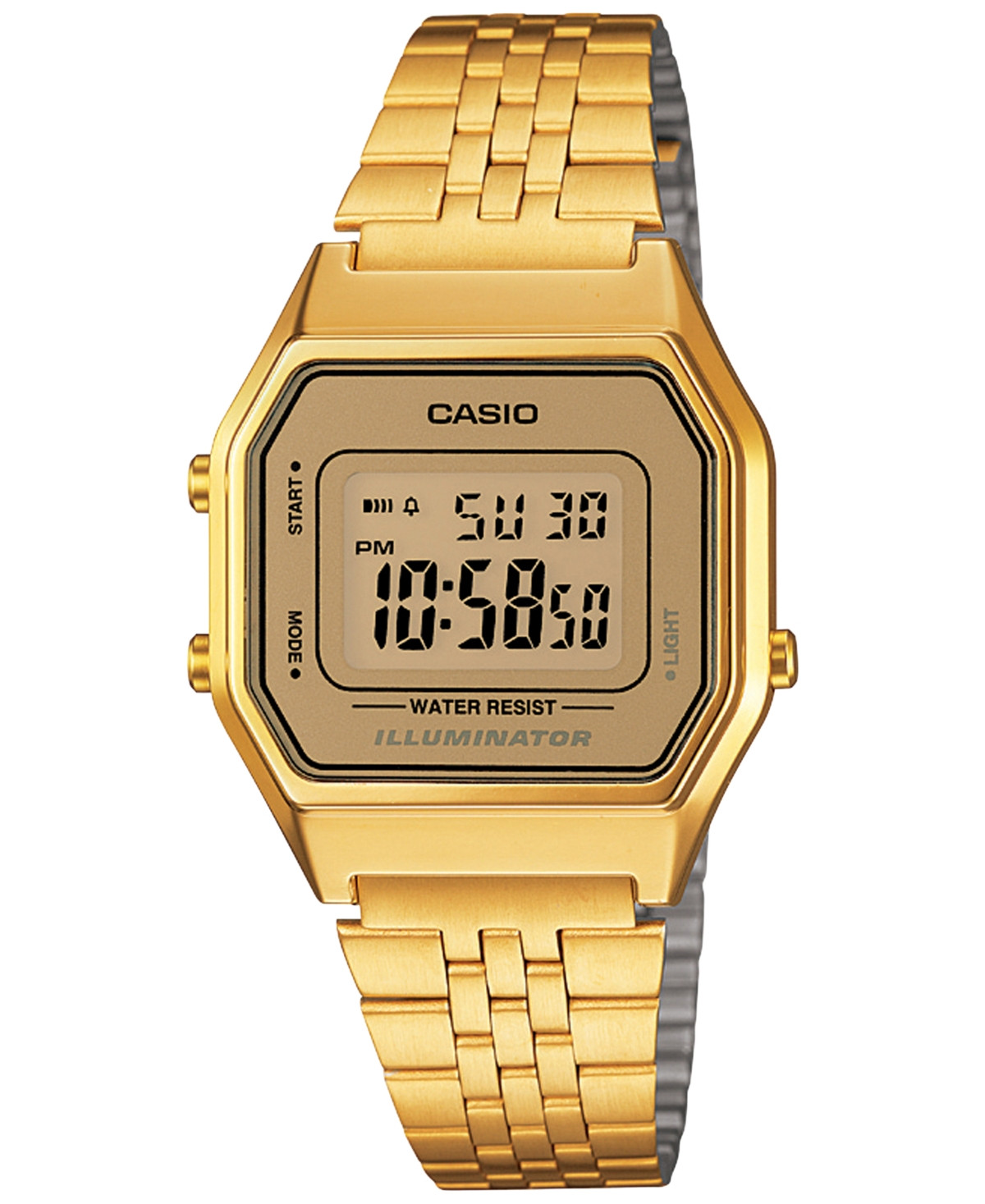 Casio Women's Digital Vintage Gold-Tone Stainless Steel Bracelet Watch 39x39mm LA680WGA-9MV | Macys (US)