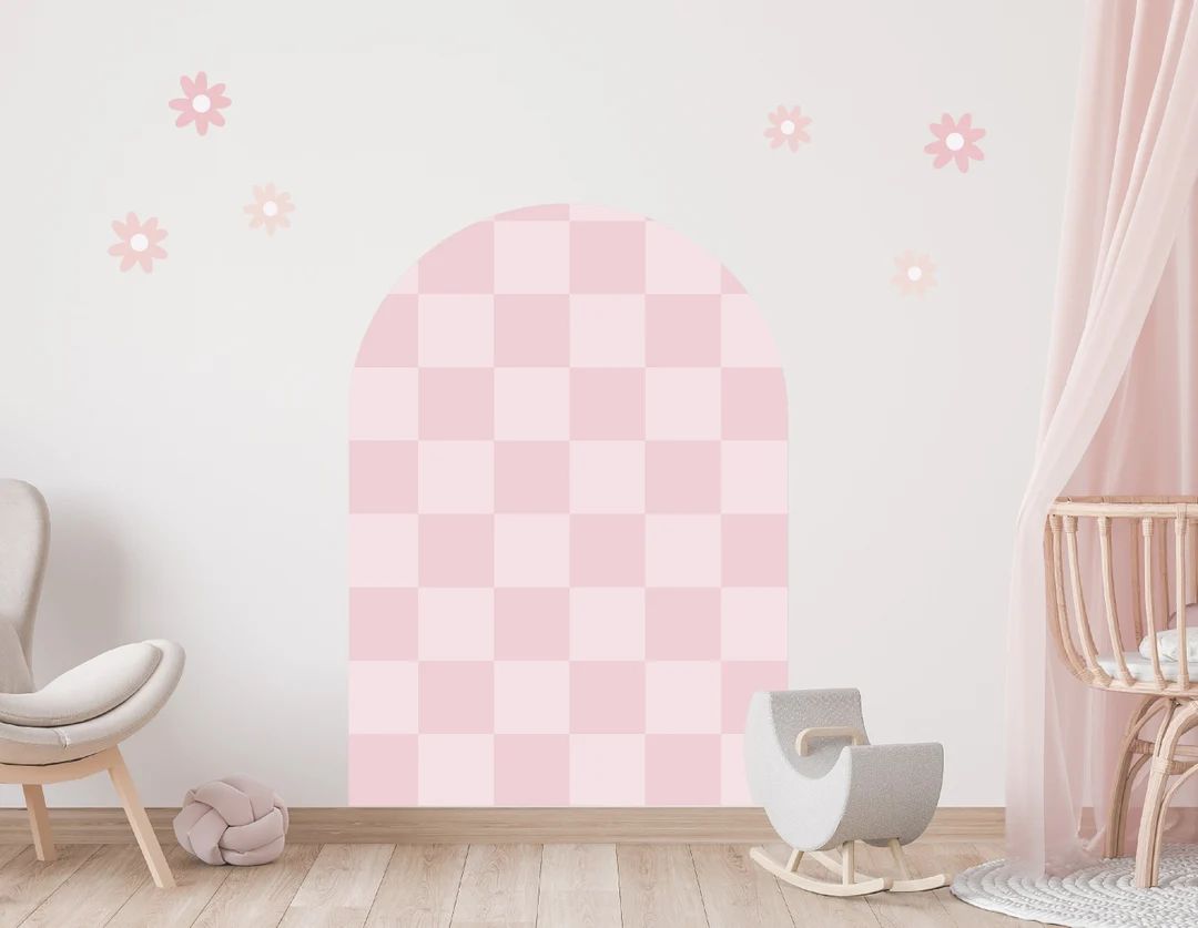 Chequered Arch Wall Sticker Decals Children's Nursery Wall Art Playroom Decor - Etsy UK | Etsy (US)