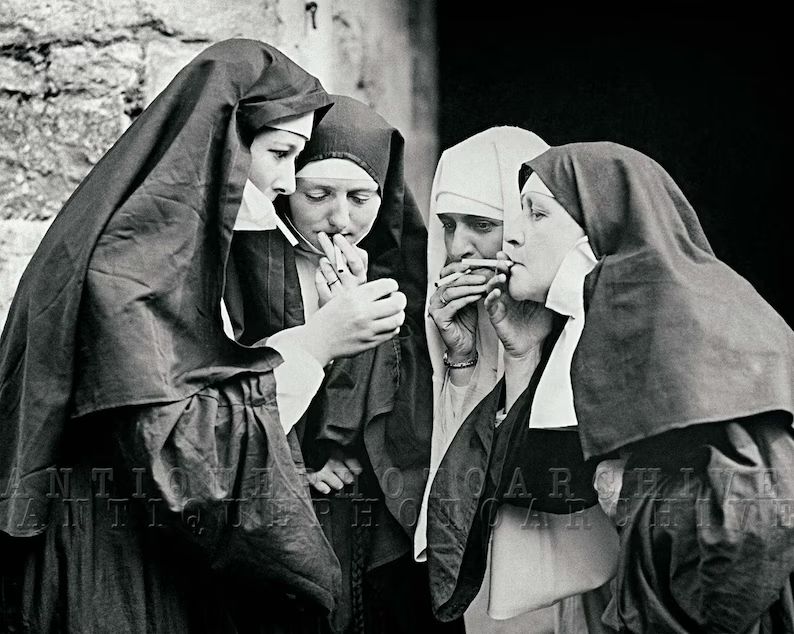 Smoking Nuns Photo Print Poster Vintage Women Cigarette - Etsy | Etsy (US)