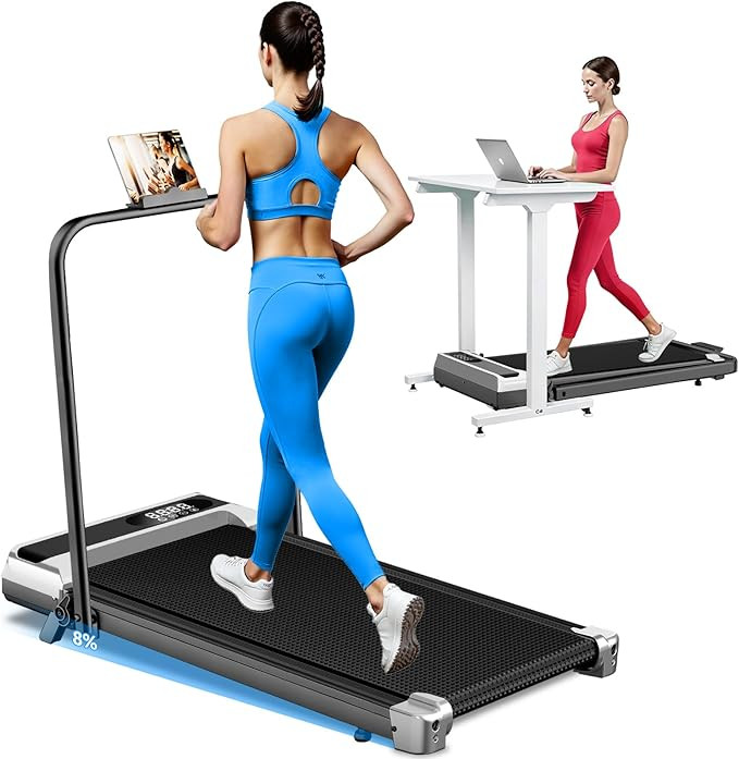 Walking Pad Treadmill with 8% Incline for Home Office,3.0HP Low Noise Portable Folding Under Desk... | Amazon (US)