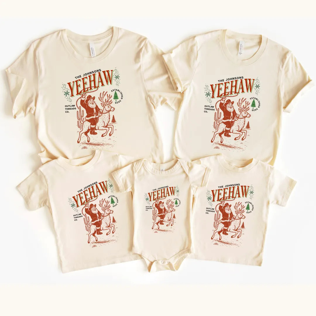 Cowboy Christmas Family Matching Shirt, Western Santa Shirt, Santa Claus Matching Shirt, Western ... | Etsy (US)