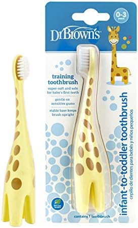 Dr. Brown's Infant-to-Toddler Training Toothbrush, Soft for Baby's First Teeth, Giraffe, BPA Free... | Amazon (US)