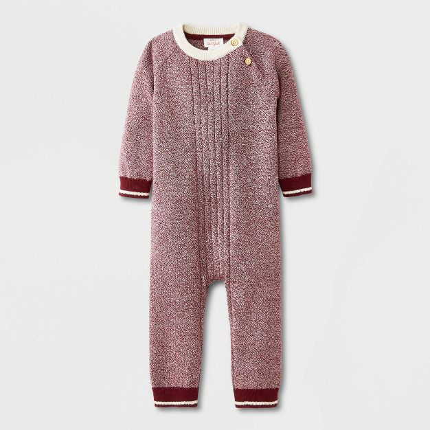 Baby Boys' Sweater Romper - Cat & Jack™ Maroon | Target