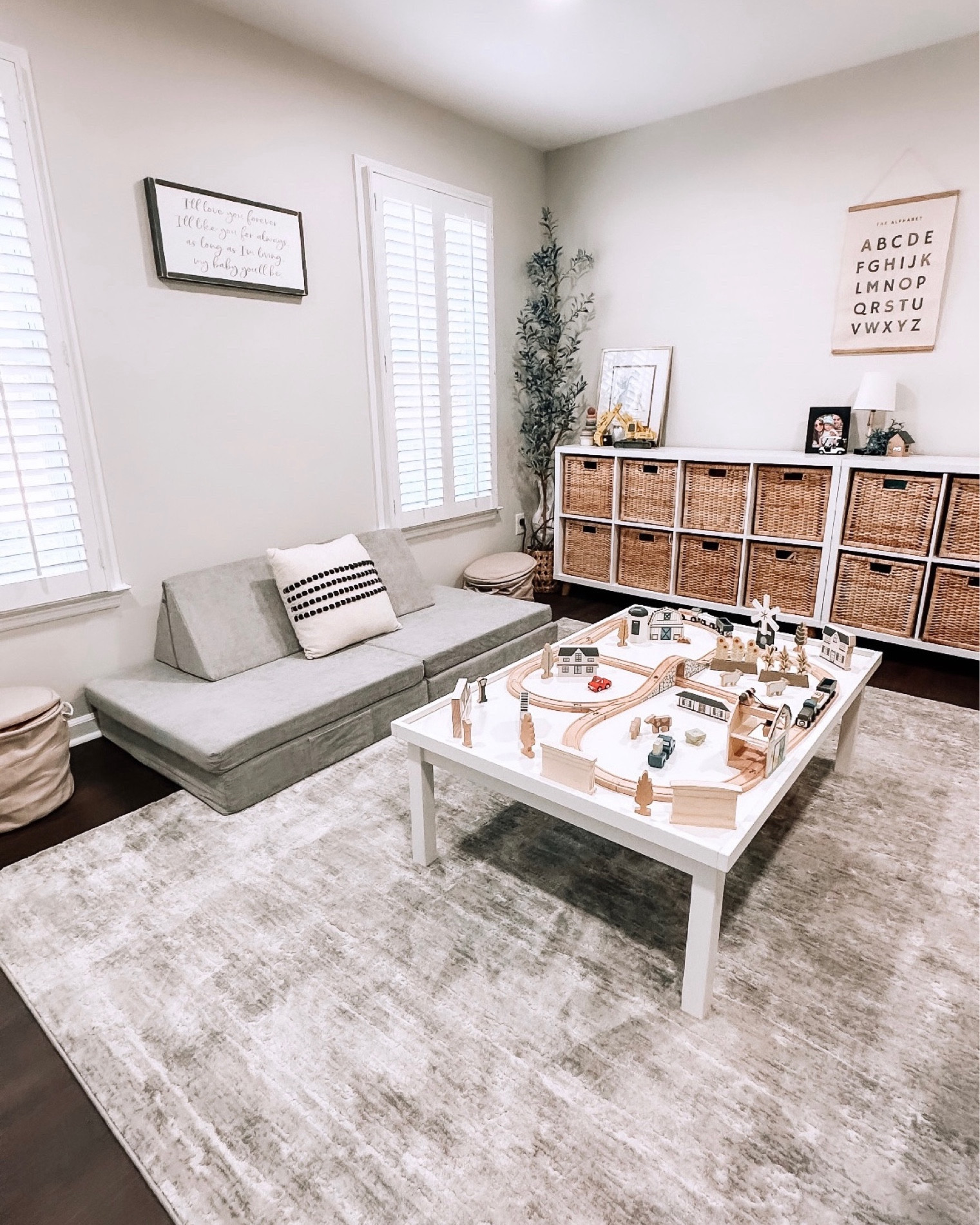 Neutral toddler playroom / Pottery Barn Kids activity table / Nugget dupe couch / cube organizers

#LTKkids #LTKhome #LTKfamily