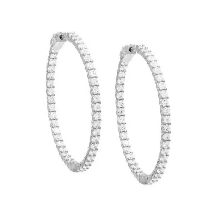CZ Thin Round Hoop Earring | Adina Eden