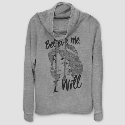 Women's Disney Jasmine Believe Me Sweatshirt - Gray | Target