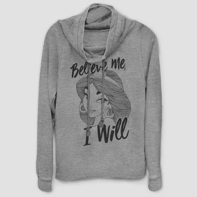 Women's Disney Jasmine Believe Me Sweatshirt - Gray | Target