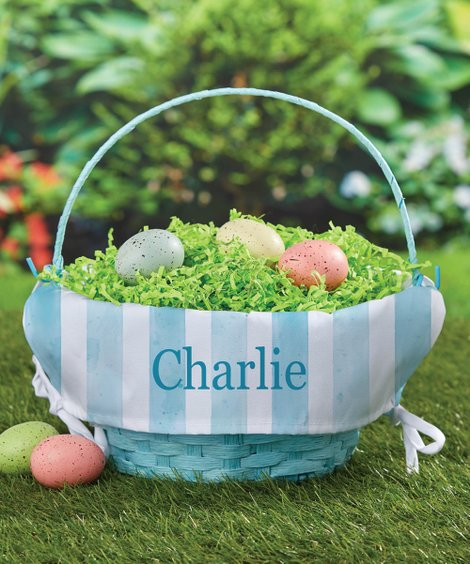 Personalized Planet Blue & White Stripe Personalized Name Easter Basket | Zulily