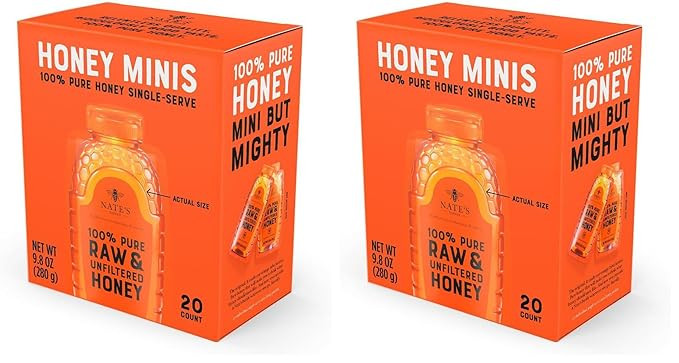 Nate's Honey Minis - Single-Serve 100% Pure, Raw & Unfiltered Honey – 0.49oz Packets, 20ct box ... | Amazon (US)
