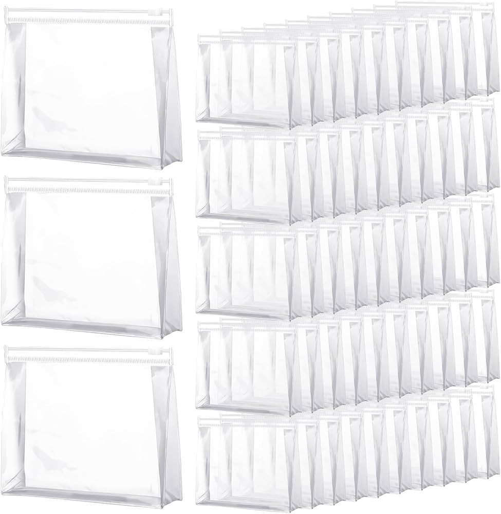 Xuniea 50 Pieces Mini Clear Makeup Bag Small Clear Zipper Pouch Travel Bag for Toiletries Plastic... | Amazon (US)