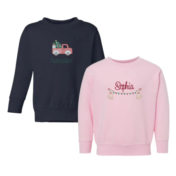 Christmas Crewneck Sweatshirt with Full Chest Motif | Rainey Laine