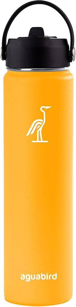 aguabird 26oz Wide Mouth Straw Lid Water Bottle (Yellow) | Amazon (US)