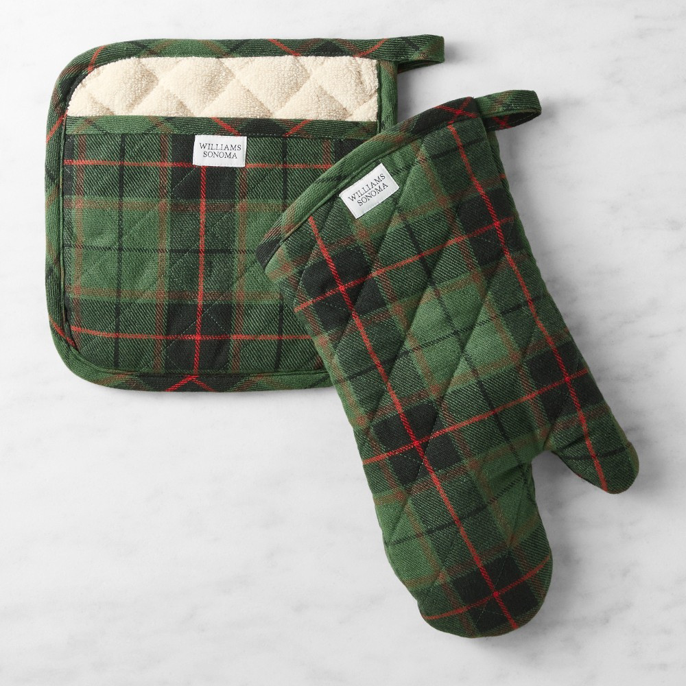 Green Tartan Oven Mitt and Potholder Set | Williams-Sonoma