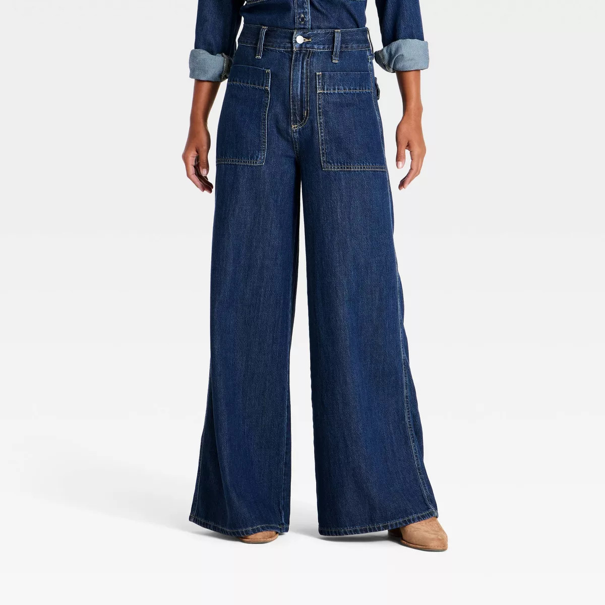 Women's Palazzo Wide Leg Pants - Universal Thread™ Dark Rinse Wash 2 | Target