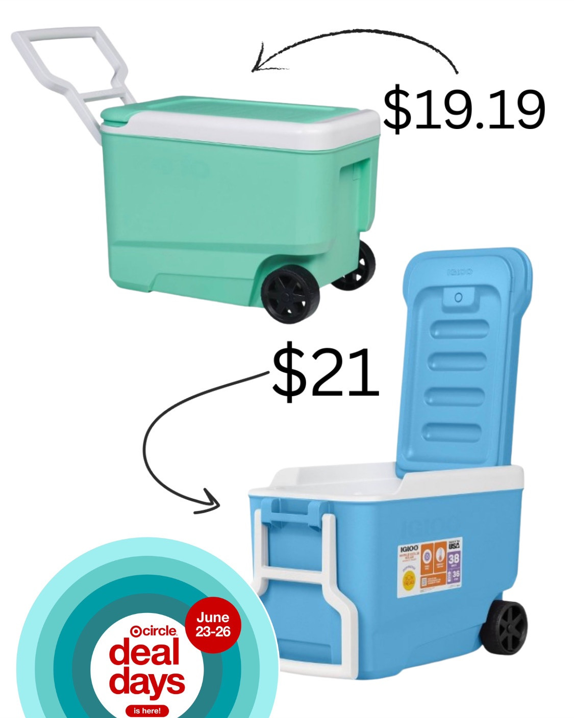 🧊☀️ Target Circle Deal Days came through with the cooler deals!

If you’re gearing up for beach days, lake weekends, tailgates, camping trips, or simply keeping drinks cold by the pool, these Igloo coolers are worth a look.

I found several styles and sizes on sale, including rolling coolers that make hauling drinks and snacks so much easier. And can we talk about those fun colors? 💗💜💚

These are the kinds of summer essentials I love grabbing during Target Circle Deal Days because you’ll use them all season long.

🎯 Tap the link to shop my favorite cooler deals before they’re

#LTKSeasonal #LTKSaleAlert #LTKTravel