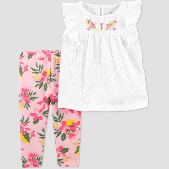 Baby Girls' Floral Top & Bottom Set - Just One You® made by carter's White | Target