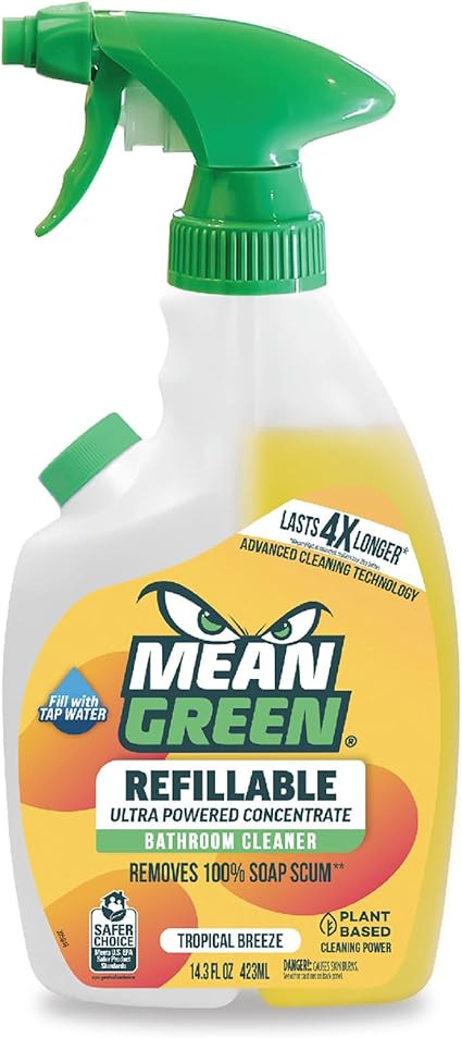 Mean Green Refillable Ultra Powered CONCENTRATE Bathroom Cleaner, Tropical Breeze, 14.3 Ounce | Amazon (US)