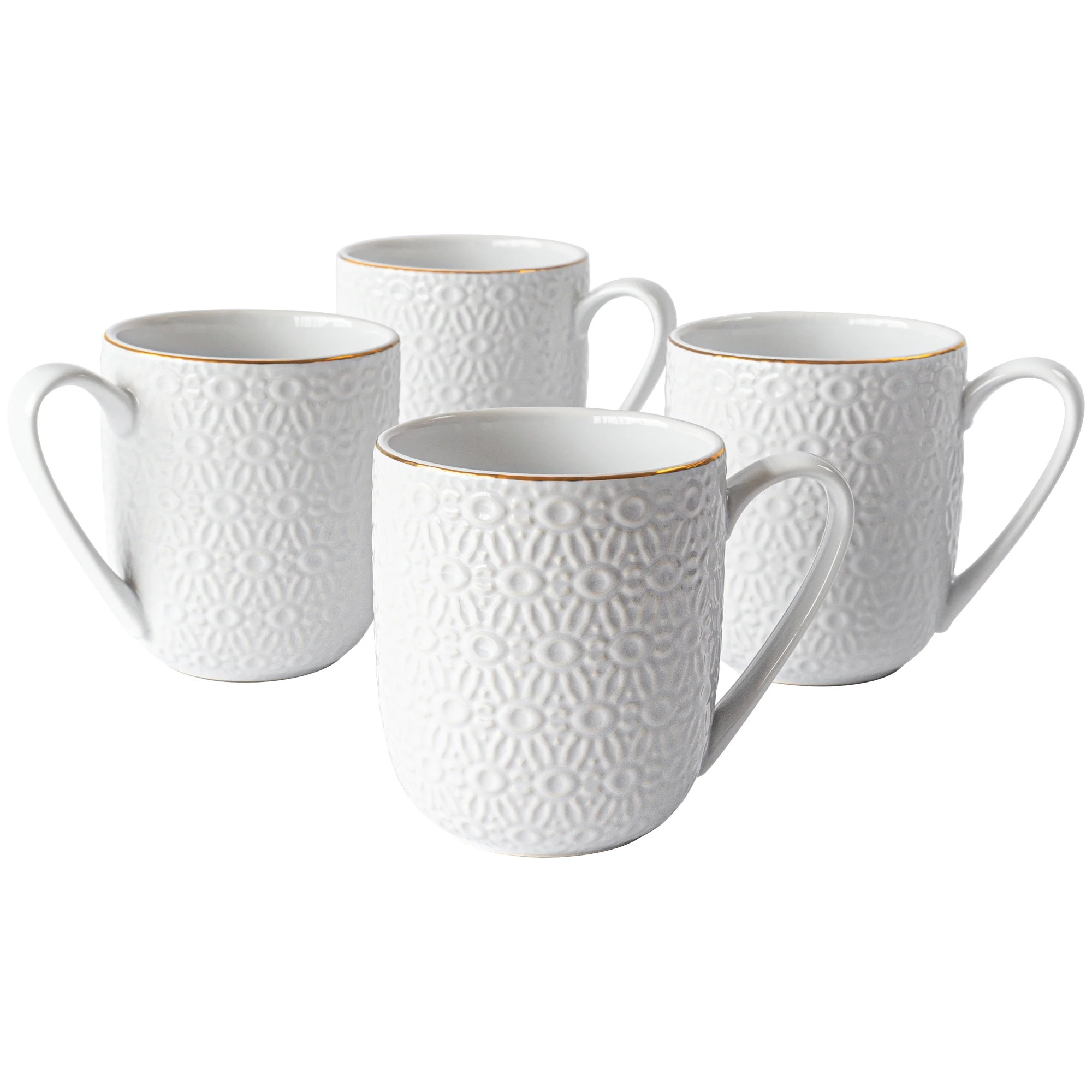 Sofia Home 4 Pack Embossed Stoneware Mugs, 18 fl oz by Sofia Vergara - Walmart.com | Walmart (US)