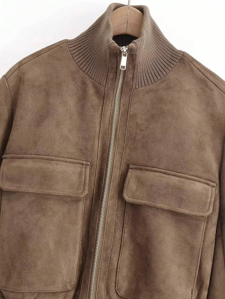 FFP PB Overseas Trade 2026 Spring New Women's Simple Stand Collar Long Sleeve Bomber Jacket 83720... | SHEIN