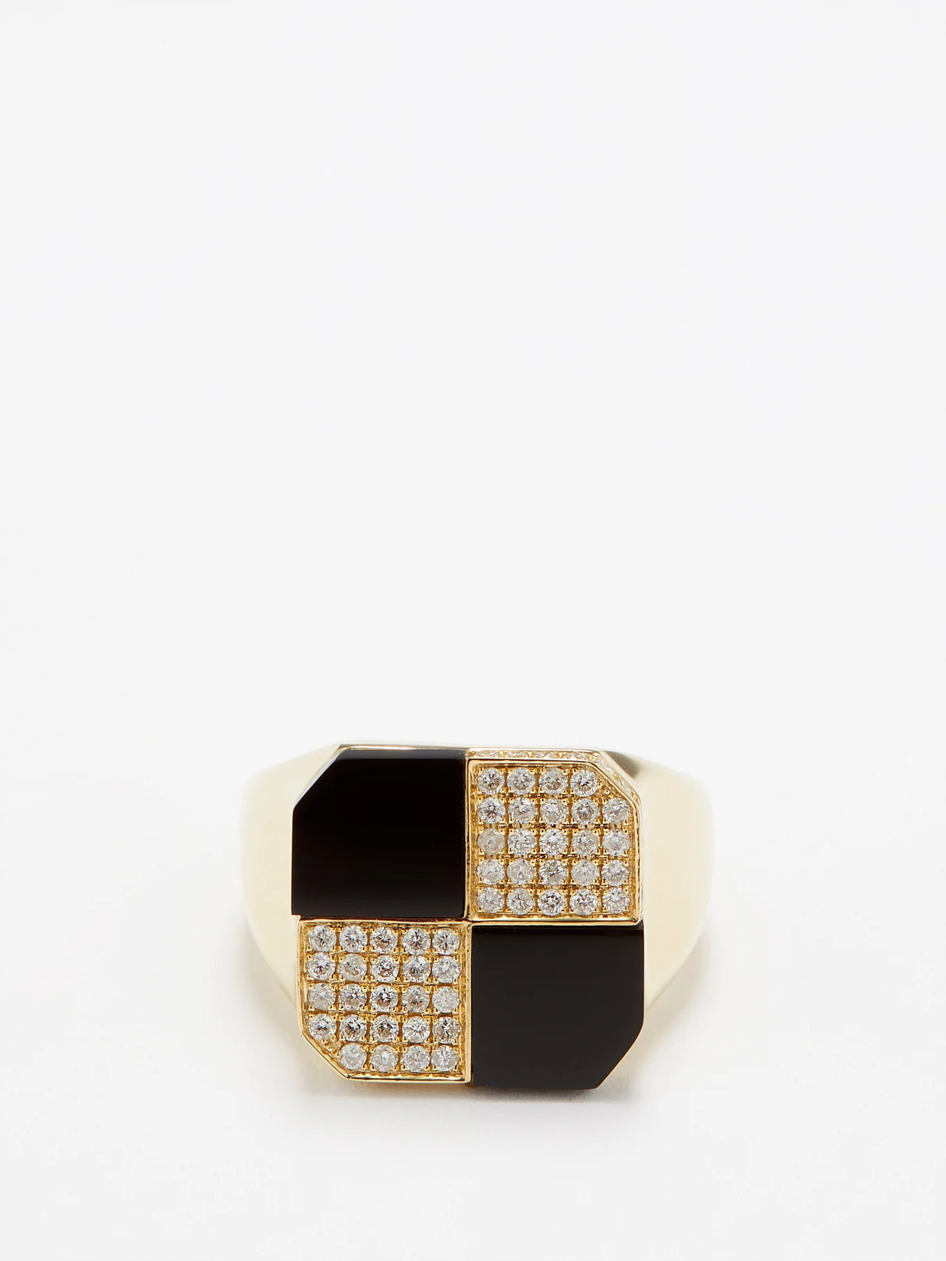 Signet diamond, onyx & 9kt gold ring | Yvonne Léon | Matches (US)