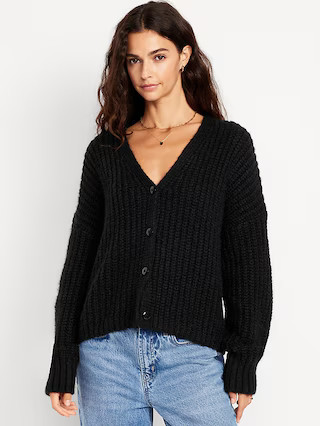Wool-Blend Shaker-Stitch Cardigan Sweater | Old Navy (US)