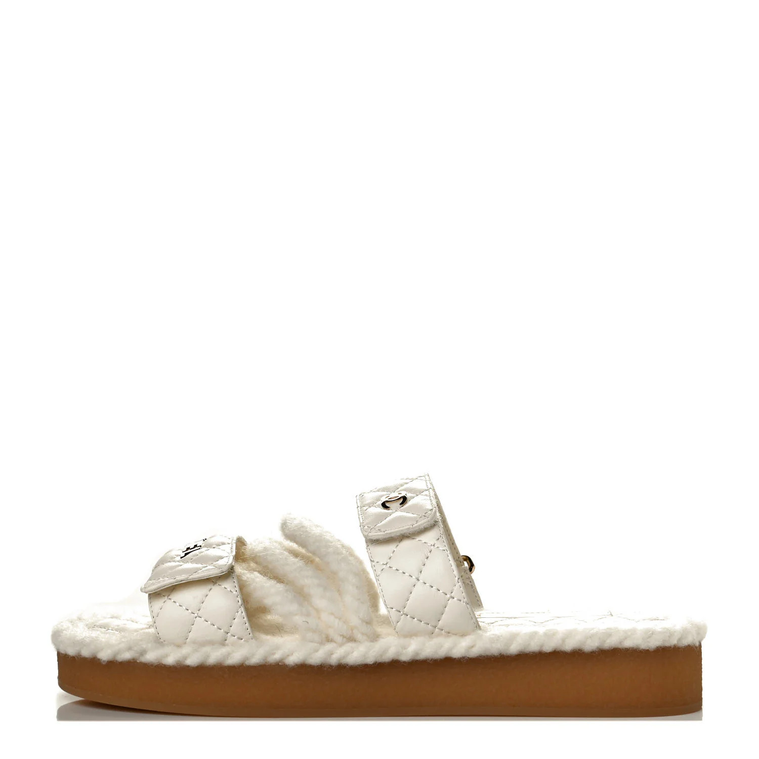 CHANEL Cord Lambskin Quilted Logo Mules 39 Ivory | FASHIONPHILE | Fashionphile