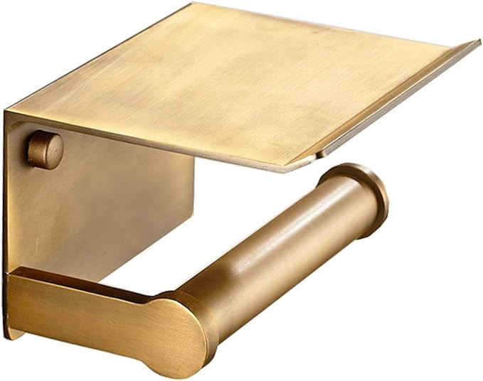 Toilet Paper Holder Antique Brass Toilet Paper Hanger with Mobile Phone Storage Shelf -Wall Mount... | Amazon (US)