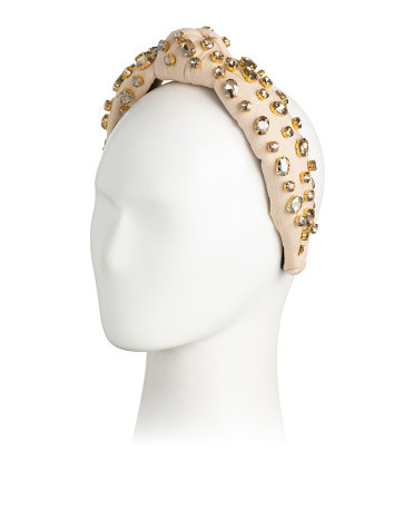 Linen Blend Embellished Knotted Headband | TJ Maxx