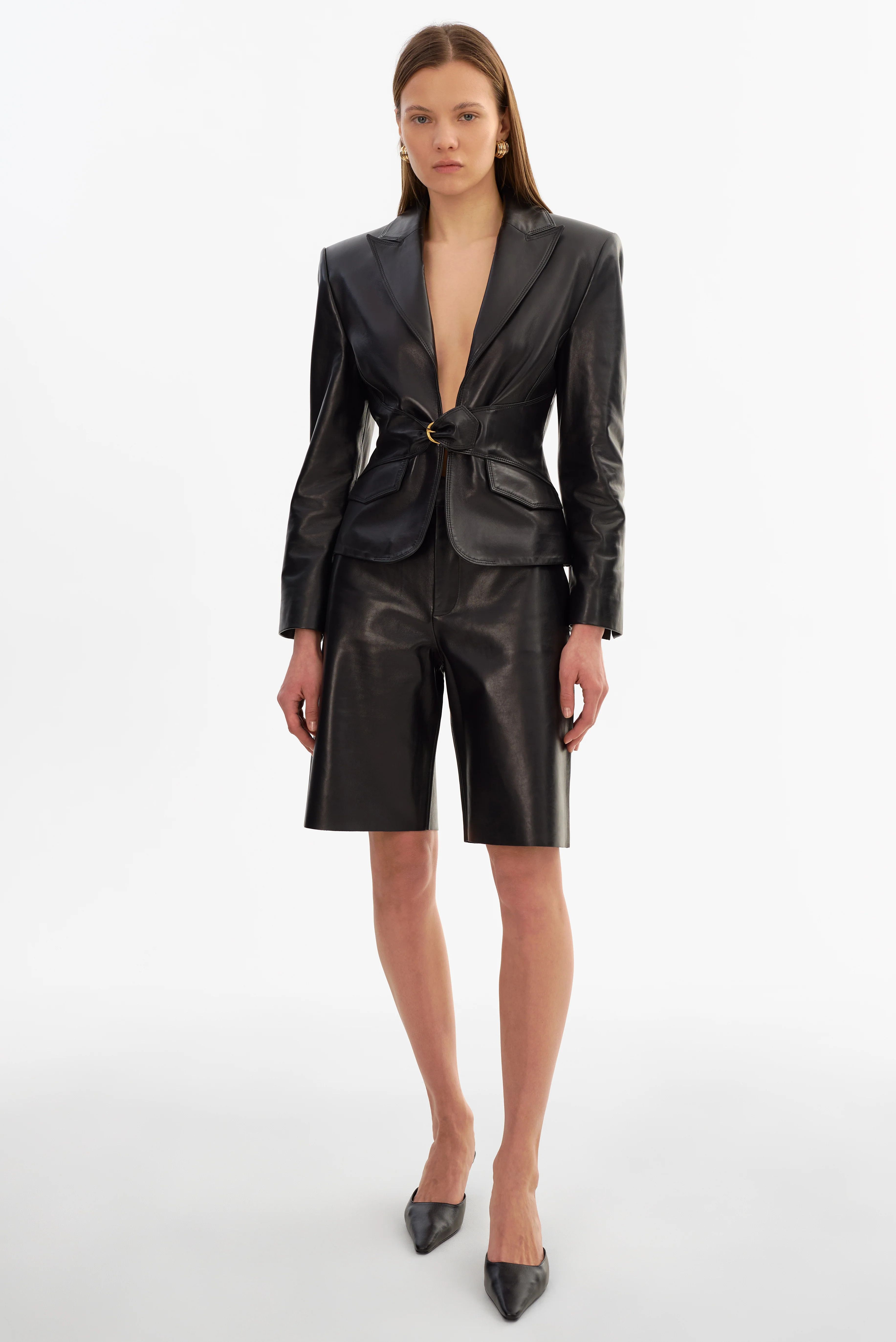WILEY | Leather Belted Blazer | LAMARQUE