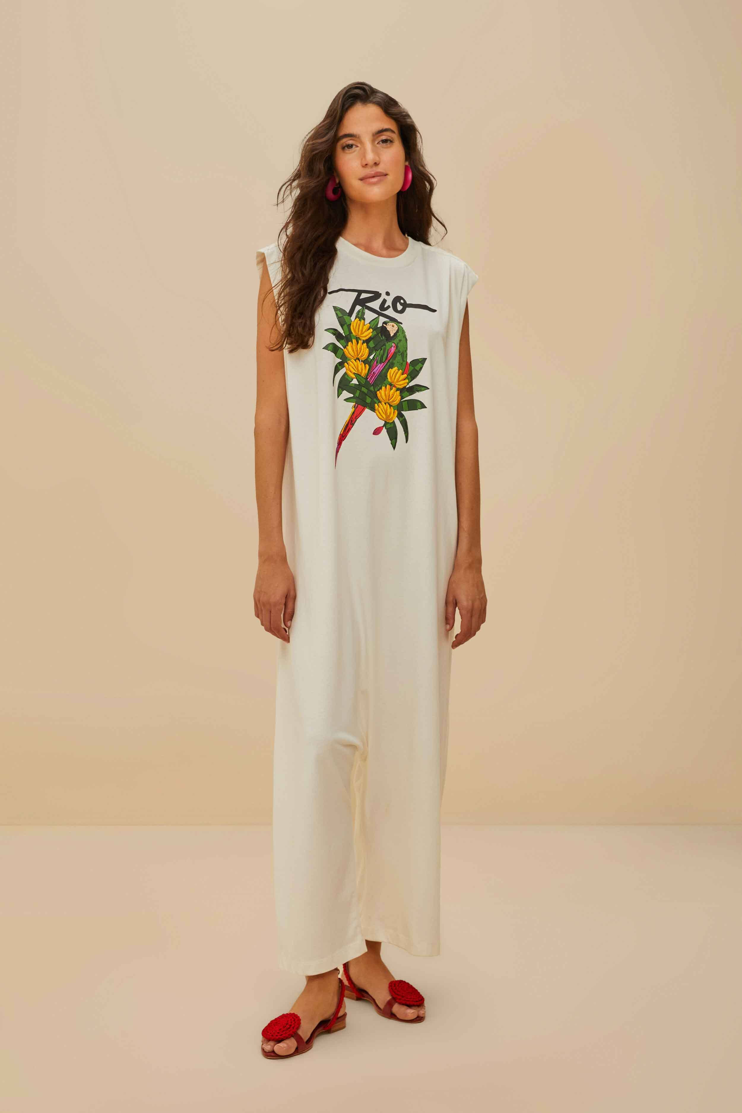 Off-White Rio Macaw Organic Cotton Jumpsuit, OFF-WHITE / XXS | FarmRio (US)