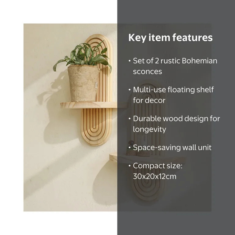 HongMinWen Wood Candle Sconces - Wall Mounted Candle Holders Art Decor, Rustic Farmhouse Floating... | Walmart (US)