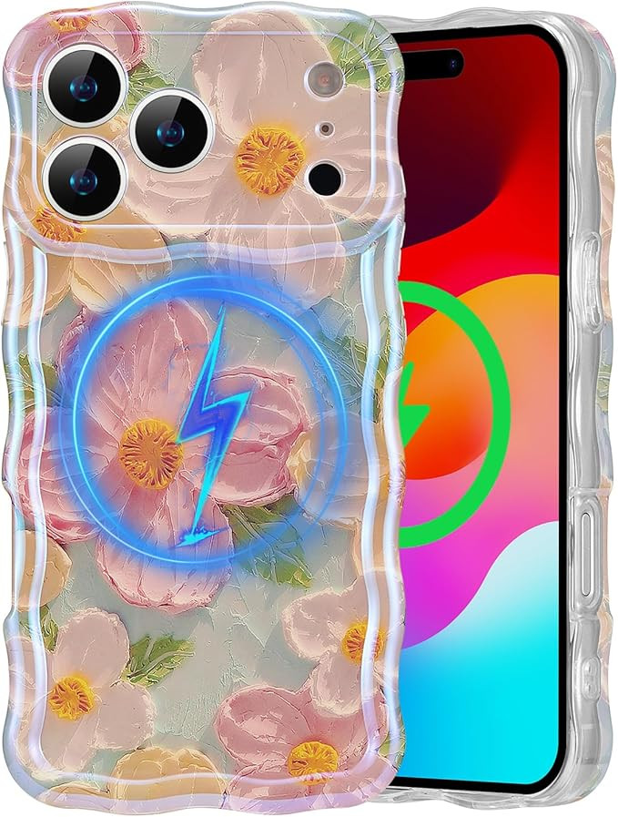 EYZUTAK Case for iPhone 17 Pro Max, [Compatible with MagSafe] Colorful Oil Painting Flower Glossy... | Amazon (US)