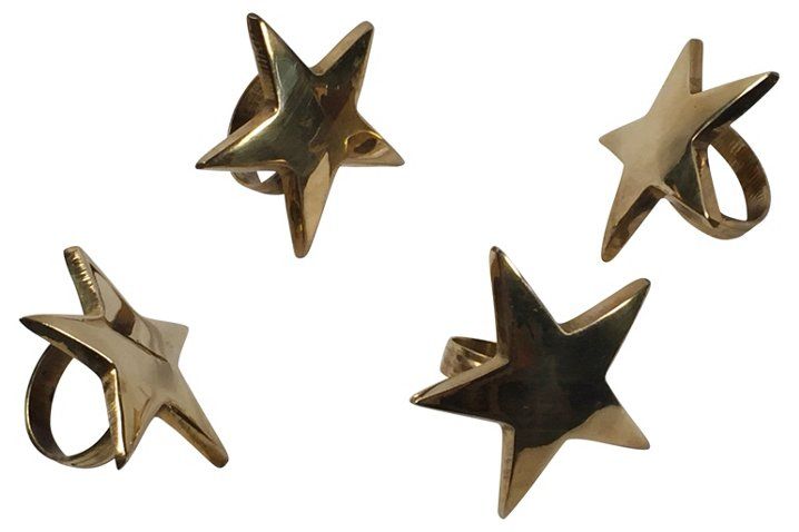 Brass Star Napkin Rings, S/4 | One Kings Lane