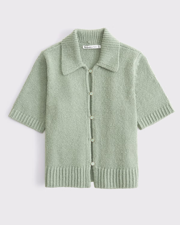 Short-Sleeve Collared Cardigan | Abercrombie & Fitch (UK)