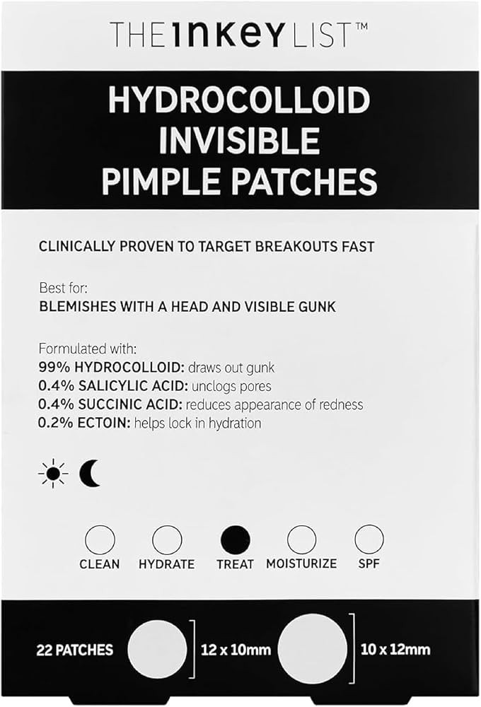 The INKEY List Hydrocolloid Invisible Pimple Patches, Spot Patches Contains Salicylic Acid, Day/N... | Amazon (US)