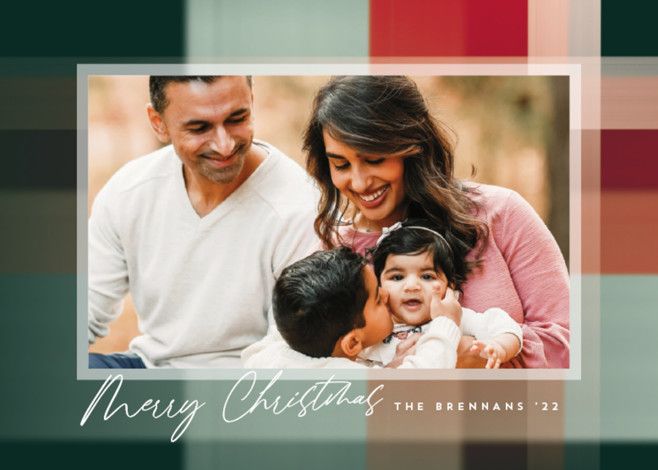 "plaid focus" - Customizable Holiday Photo Cards in Green by Rebecca Durflinger. | Minted