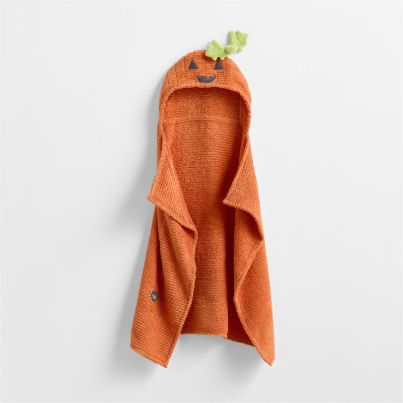 Halloween Pumpkin Organic Cotton Hooded Baby Towel | Crate & Barrel