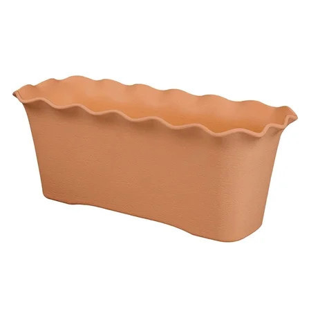 Garoy Rectangular Planter,Plastic Wavy Ruffled Edge Long Planter Box,Planters for Indoor Outdoor Plants and Flowers,Deck Railing Planter Boxes,Flower Pots,Plant Pots,Flower Pots Outdoor,11.88",Brown | Walmart (US)