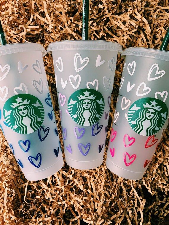 Ombre Hearts Starbucks Reusable Cold Cup Tumbler/Valentine | Etsy | Etsy (US)