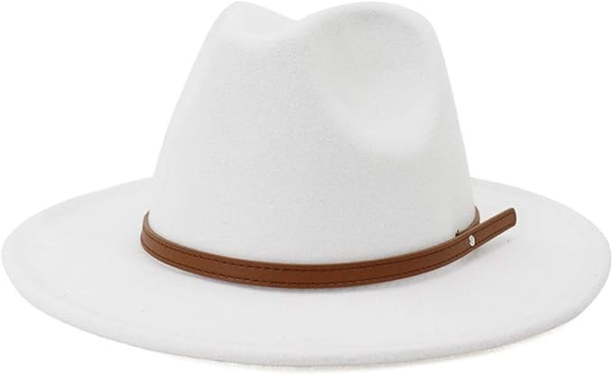 Lisianthus Womens Wide Brim Fedora Hat Felt Jazz Cap Panama Cowboy Hat with Belt Buckle Décor | Amazon (US)