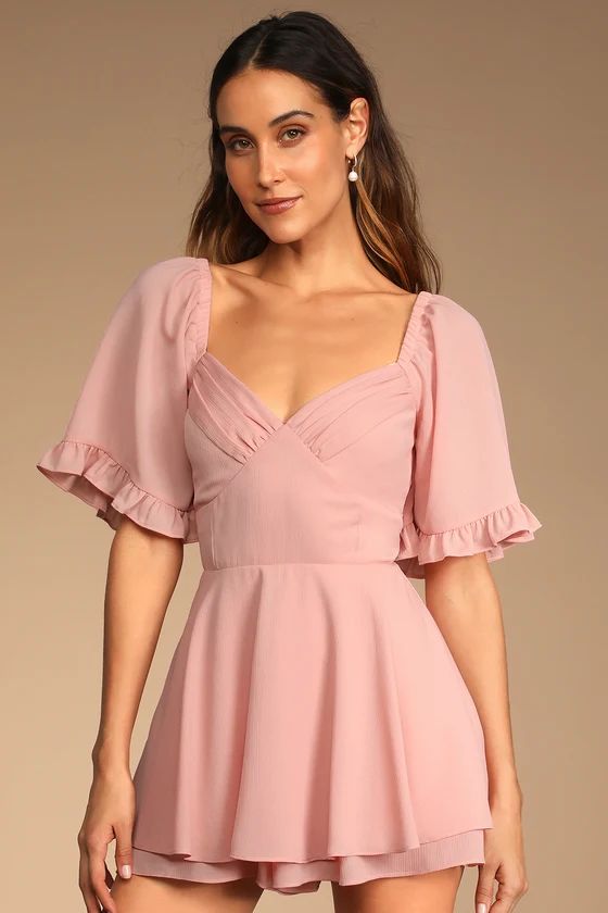 Spring Love Light Pink Ruffled Short Sleeve Romper | Lulus (US)