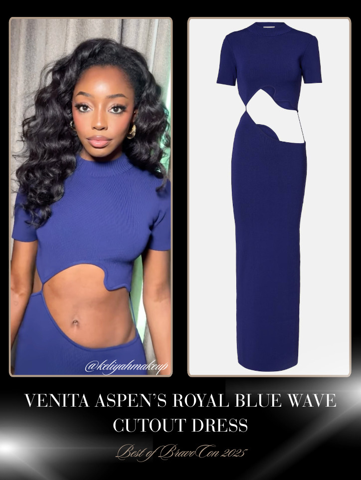 Venita Aspen's Royal Blue Wave Cutout Dress at BravoCon 2025 📸= @keliyahmakeup 

 