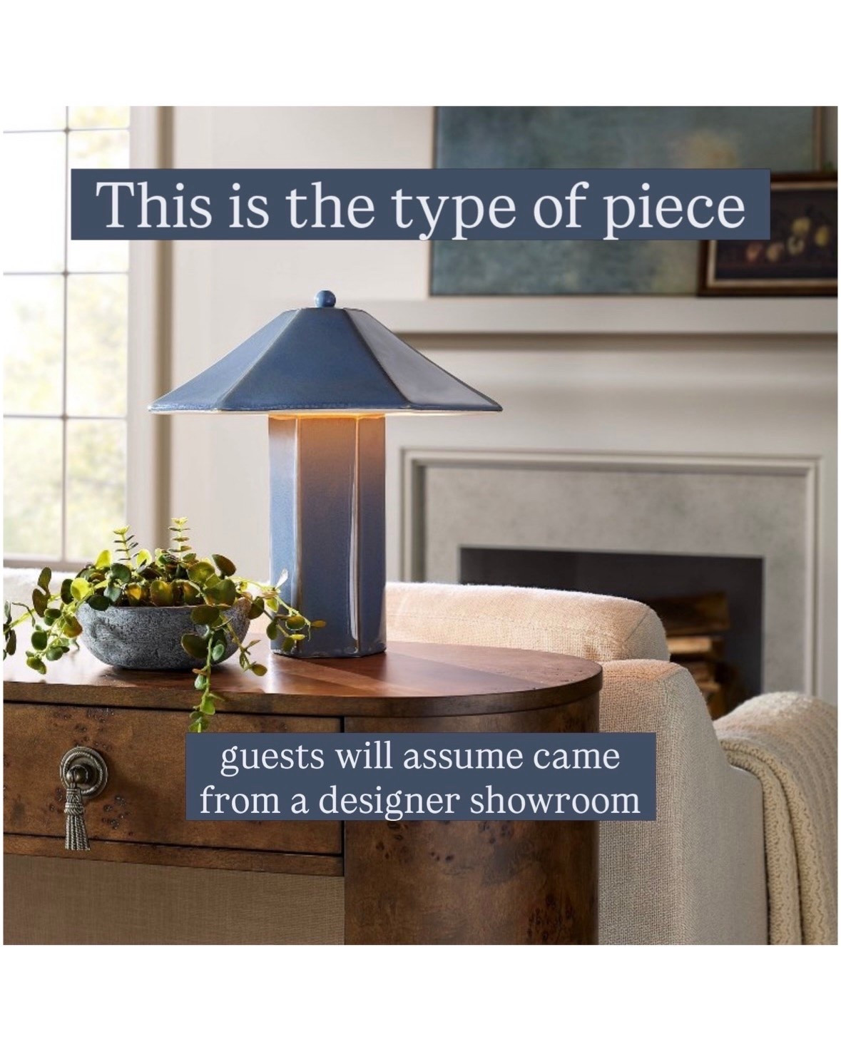Blue ceramic lamp