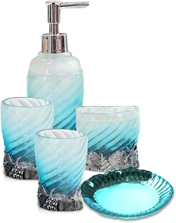 Hotsan Bathroom Accessory Set, 5 PCS Bath Ensemble Set Includes Soap Dispenser, Soap Dish, Tumble... | Amazon (US)