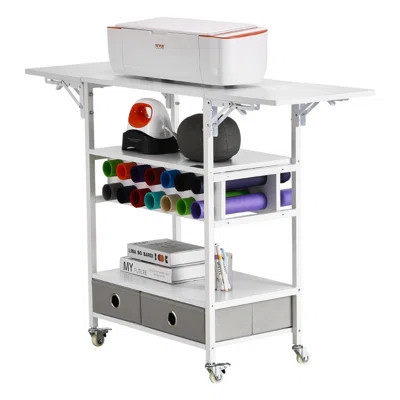 Rolling Craft Cart and Storage Table 14 Vinyl Roll Holders 2 Drawers Foldable | Wayfair North America
