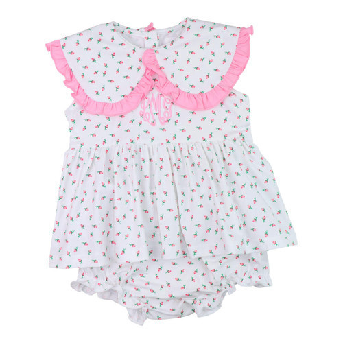 Pink Knit Rosebud Petal Collar Diaper Set | Cecil and Lou