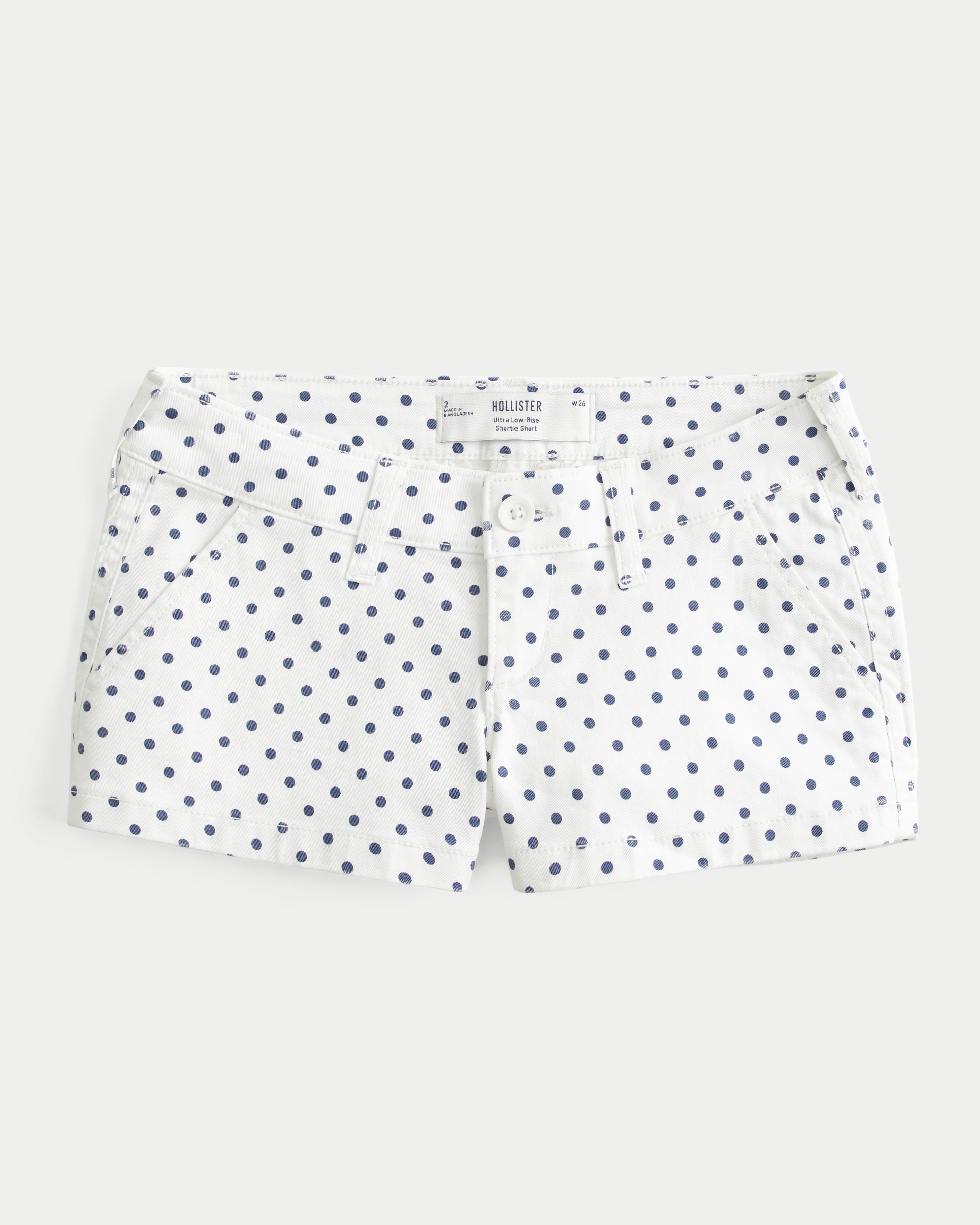 Ultra Low-Rise Twill Polka Dot Shortie Shorts | Hollister (US)